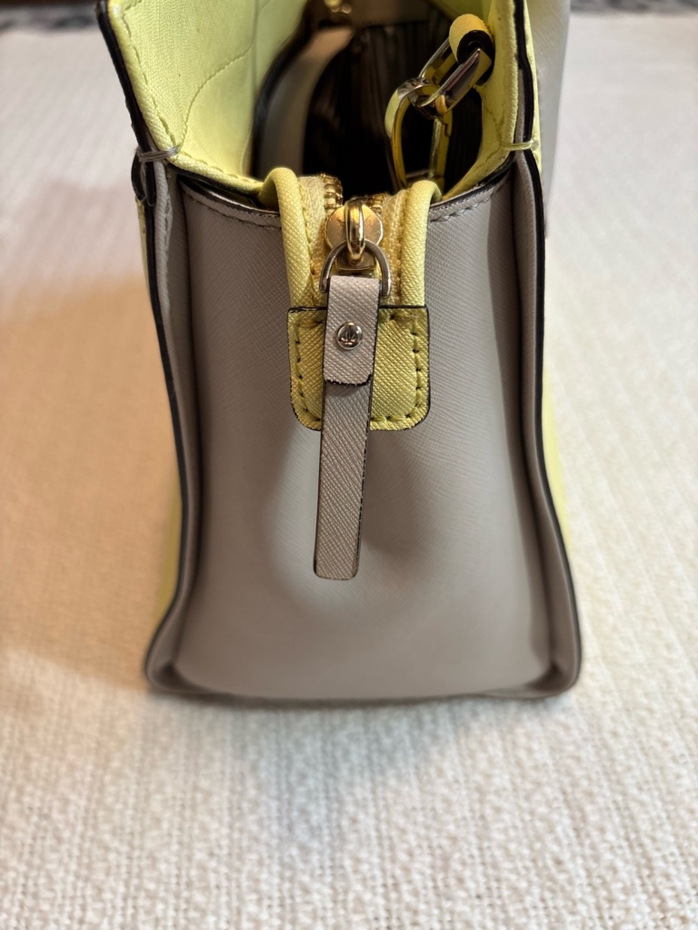 kate spade Yellow and Light Gray Leather Top-Handle Tote - Picture 8 of 9